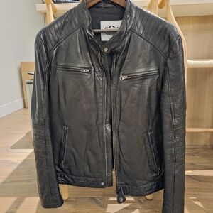 Men's Black Premium Sheep Leather Motorcycle Jacket – Like New! (XL)